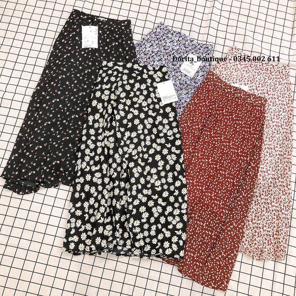 [Ảnh thật /Video] Chân váy hoa nhí vintage nhiều màu hàng Quảng Châu - Chân váy dài vintage 2 lớp- Dorita Boutique